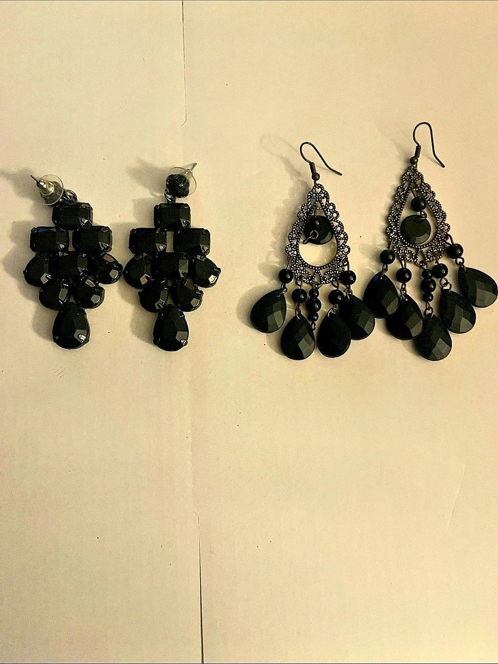 Black Statement Dangle Earrings Set